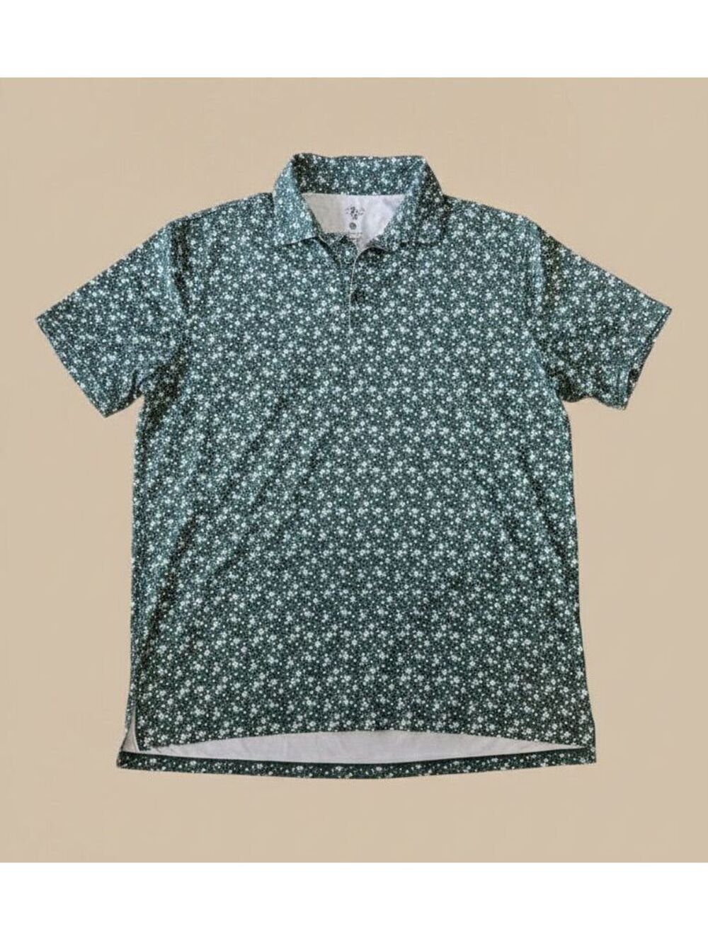 1764 Golf Men’s XL Green Floral Print Performance Polo Shirt
